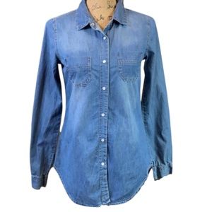 Japna Women’s Denim Pearl Snap Front Shirt / Top *